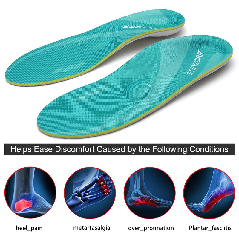[Australia] - Plantar Fasciitis Insoles Arch Support Orthopedic Shoes Relieve Foot Pain Flat Feet Standing Walking Running MEN (9-9 1/2) | WOMEN (11-11 1/2) --280MM-11.02" Light Green 
