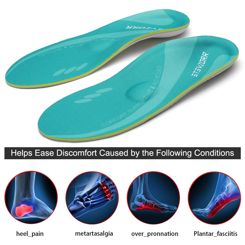 [Australia] - Plantar Fasciitis Insoles Arch Support Orthopedic Shoes Relieve Foot Pain Flat Feet Standing Walking Running MEN (13-13 1/2) | WOMEN (15-15 1/2) --310MM-12.2" Light Green 