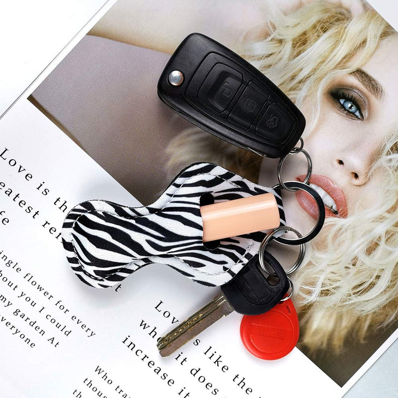 [Australia] - 4pcs Lipstick Balm Holder Keychains Neoprene Chapstick Holder Keychain Style 1 