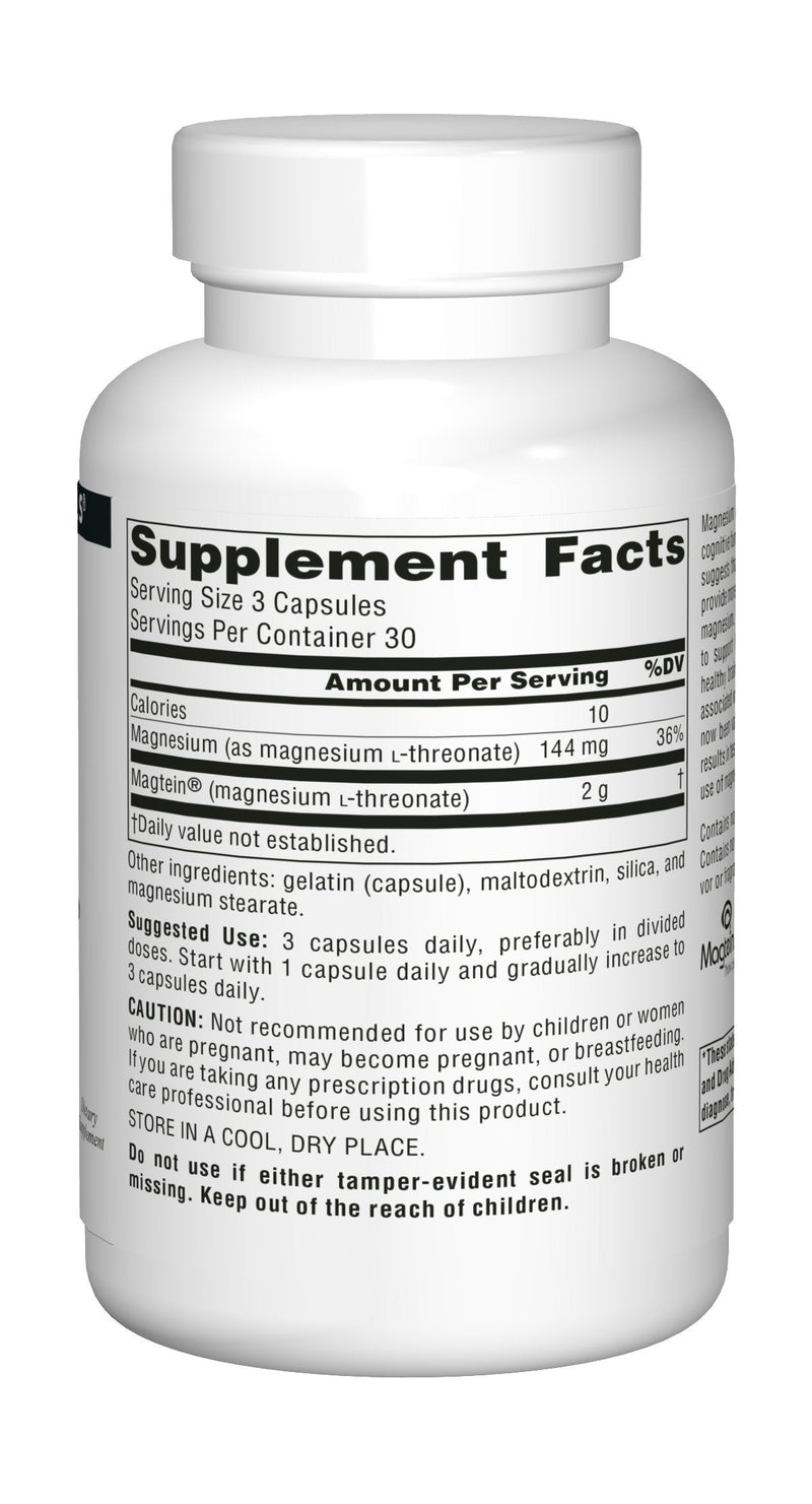 [Australia] - Source Naturals Magtein Magnesium L-Threonate 667mg Supports Focus, Mood, Healthy Memory, Cognitive Function, Sleep - 90 Capsules 