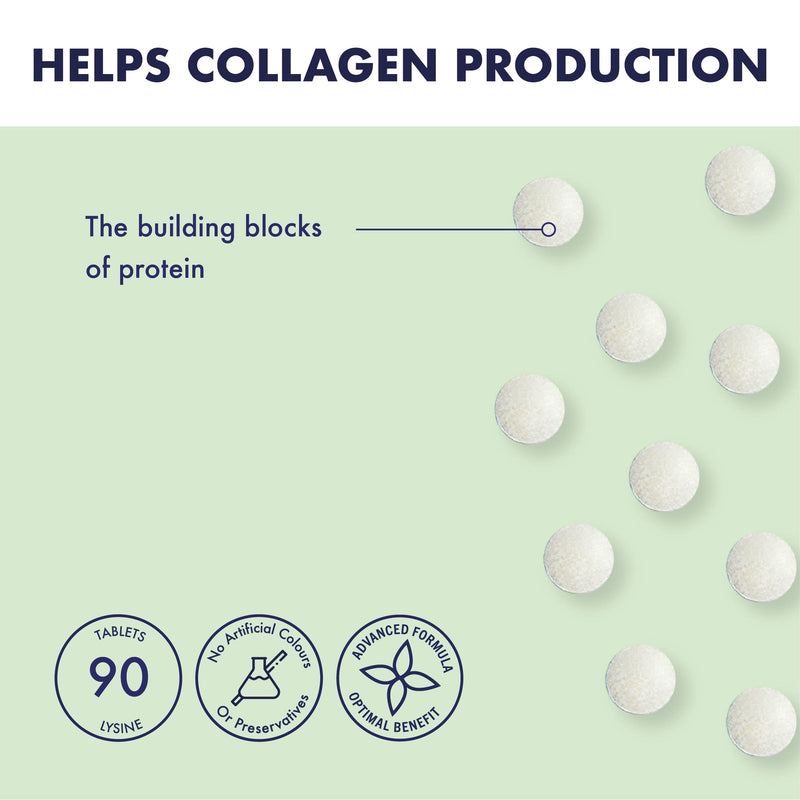 [Australia] - Higher Nature - Lysine - Essential Amino Acid- 500mg - Supports Collagen - Supports Cold Sore Treatment - Vegetarian & Vegan - 90 Tablets 