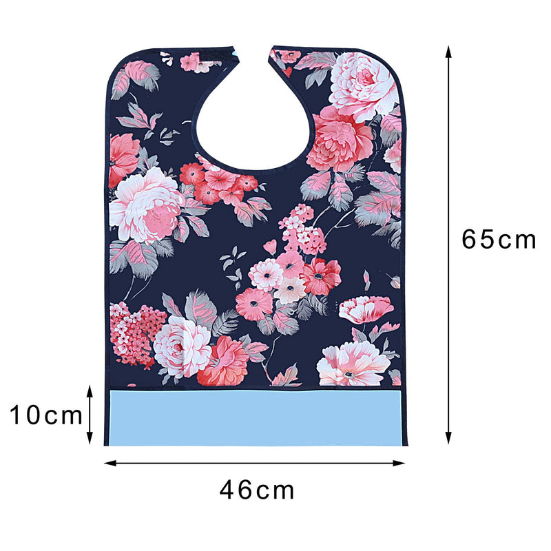 [Australia] - kuou 2Pack Adult Bibs,Adult The Eldly Bib Adult Washable Dining Bibs for Elderly(Floral Pattern) Flowers 