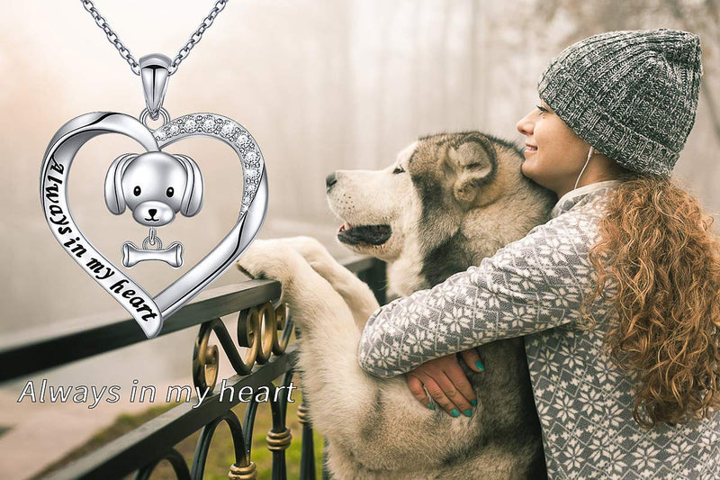 [Australia] - Animal Dog Necklaces Puppy Pendant Dog with Bone Necklace S925 Sterling Silver Birthday Gift for Women Teen Girls Birthday Gifts 