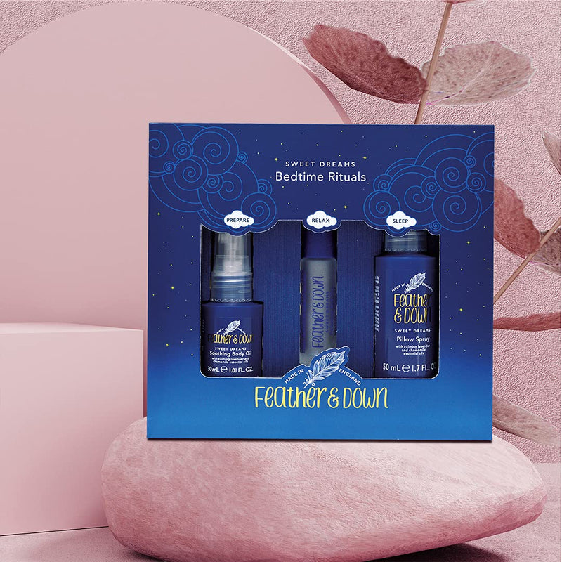 [Australia] - Feather & Down Sweet Dream Bedtime Rituals Gift Set (30ml Soothing body Oil, 50ml Pillow Spray & 10ml Relaxing Rollerball) - Create the perfect bedtime regime 