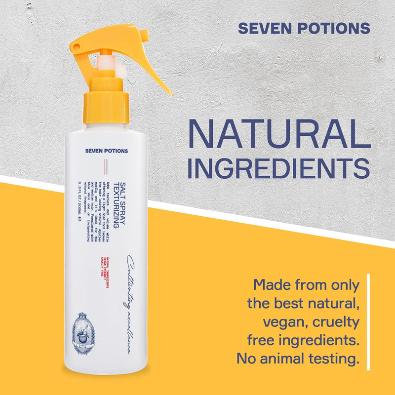 [Australia] - Seven Potions Texturizing Salt Spray for Men's Hair — Natural, Water-Based, Matte Finish, Texturized Hold for Volume, Plus Great Styling Product Primer — Natural, Vegan, Cruelty Free (200ml) 