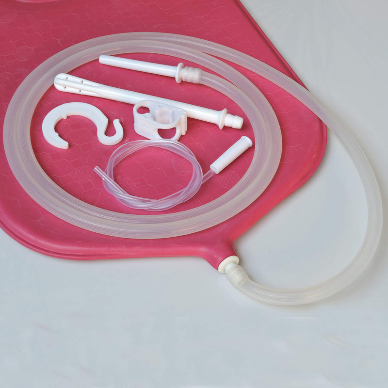 [Australia] - HealthGoodsIn - 4-Quart Rubber Enema Bag Kit for Colon Cleansing | Reusable Enema Bag Kit for All Types of Enemas (Pink) 