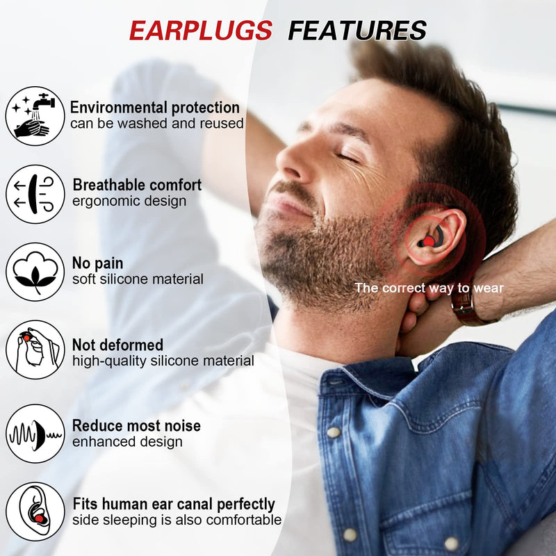 [Australia] - Ear Plugs for Sleeping Noise Cancelling Silicone Earplugs Sound Blocking Sleeping, 2pair Ear Plugs for Sleeping Reusable Noise Reduction Earplugs for Sleep,Snoring,Work,Concerts,Studying,Travel(Black) Black 