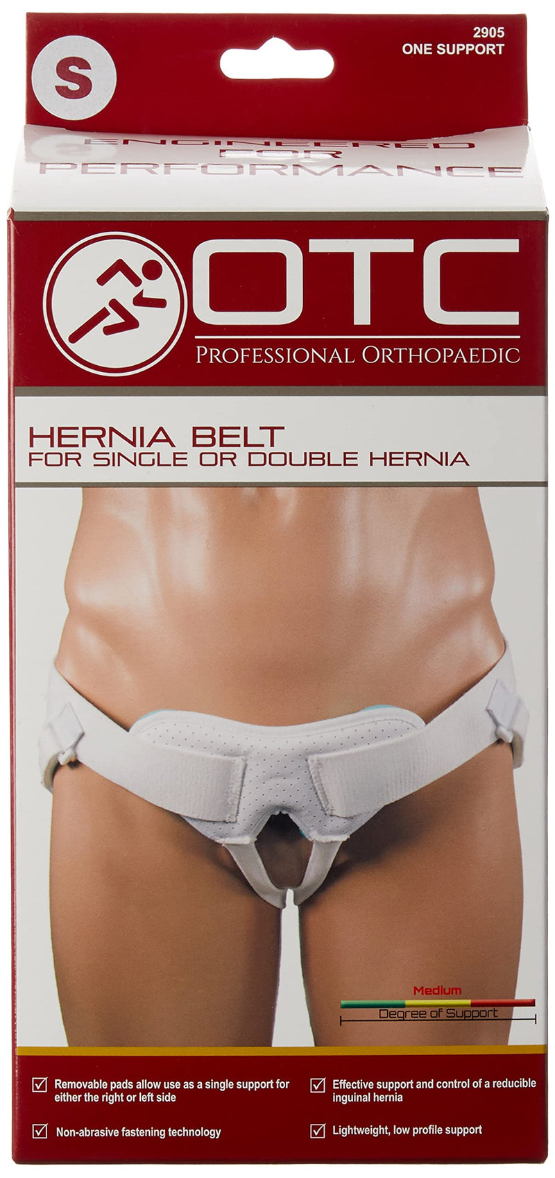 [Australia] - OTC Medical Hernia Belt for Single or Double Hernia, Non Abrasive Truss for Inguinal or Scrotal Hernia Support, White, Small 