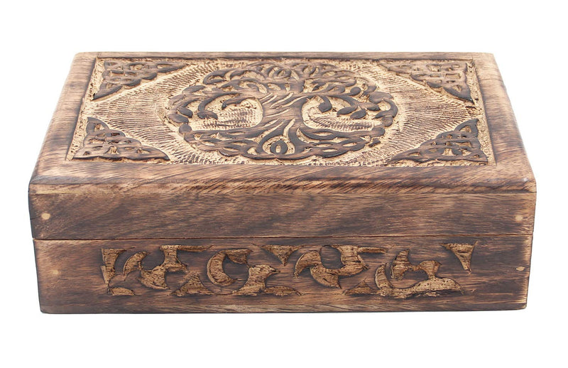 [Australia] - DharmaObjects Hand Carved Jewelry Trinket Keepsake Wooden Storage Box (Celtic Tree Of Life, Large) Celtic Tree Of Life 