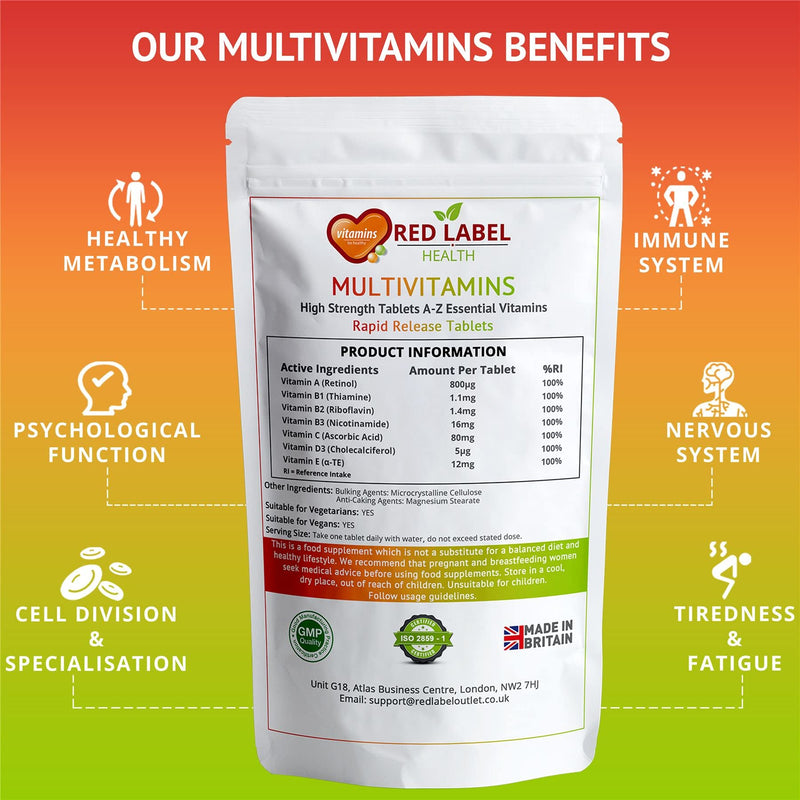 [Australia] - Multivitamin - 360 Tablets (1 Year Supply) - A-Z Essential High Strength Supplement for Men & Women | Vegetarian | Vegan | Made in UK. 1 count (Pack of 360) 