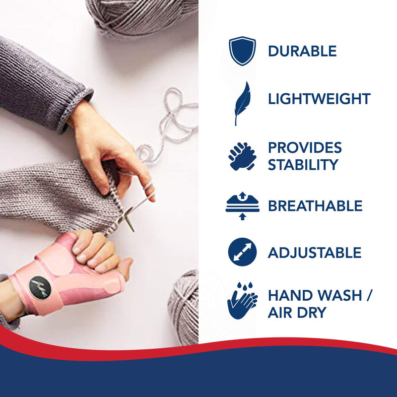 [Australia] - Dr. Arthritis Doctor Developed Thumb Brace / Thumb splint / Thumb spica splint / Thumb Stabilizer for Men and Women - & Doctor Written Handbook - For right and left hand (Pink, Single) Pink 
