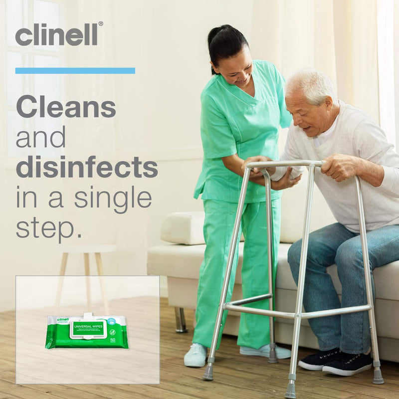 [Australia] - Clinell Universal Cleaning and Surface Disinfection Wipes Multi Purpose Wipes - Kills 99.99% of Germs, Effective from 30 Seconds - 1 x Clip Pack of 50 Wipes 