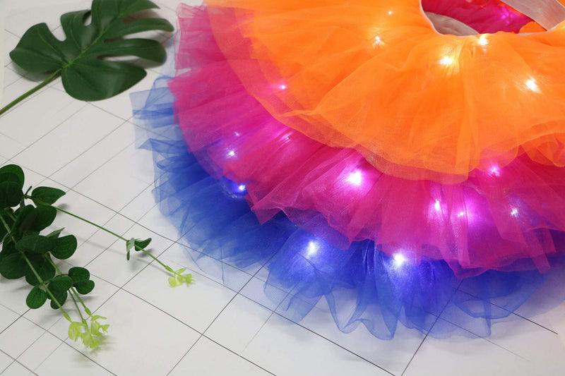 [Australia] - Tutus for Women Women's LED Light Up Neon Tulle Tutu Skirt Black 