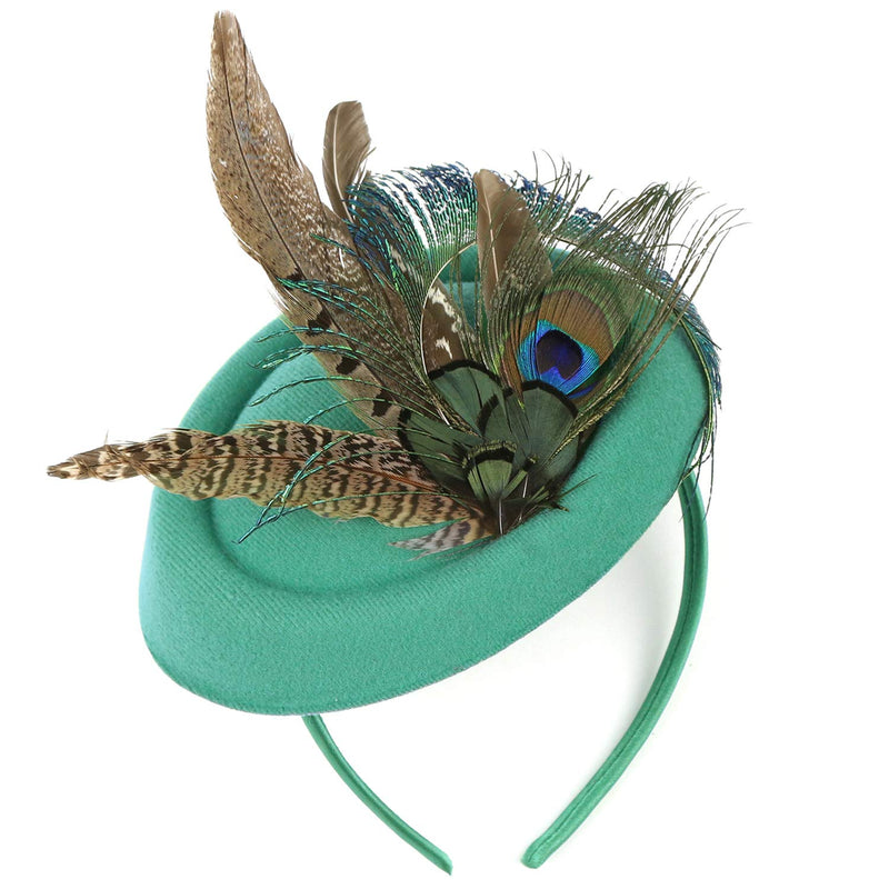 [Australia] - BABEYOND Fascinators Hat Derby Pillbox Hat Cocktail Tea Party Feather Headband Dark Green 