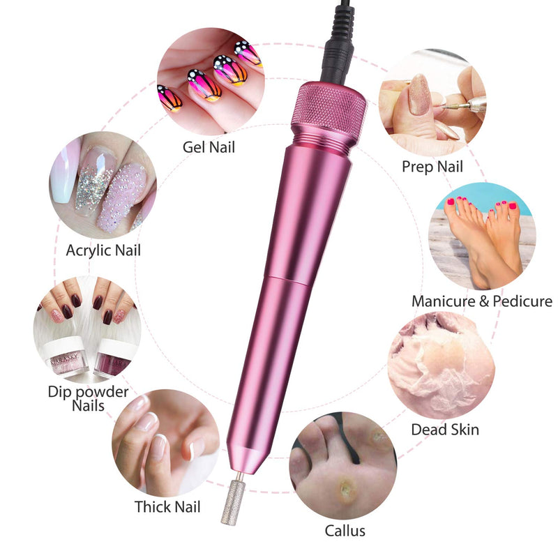 [Australia] - Portable Electric Nail Drill Machine, Professional Nail Drill File Kit, 35000 RPM Manicure Pedicure Polishing Shape Tools Set with Sanding Bands for Acrylic Gel Nails (Purple) Purple 