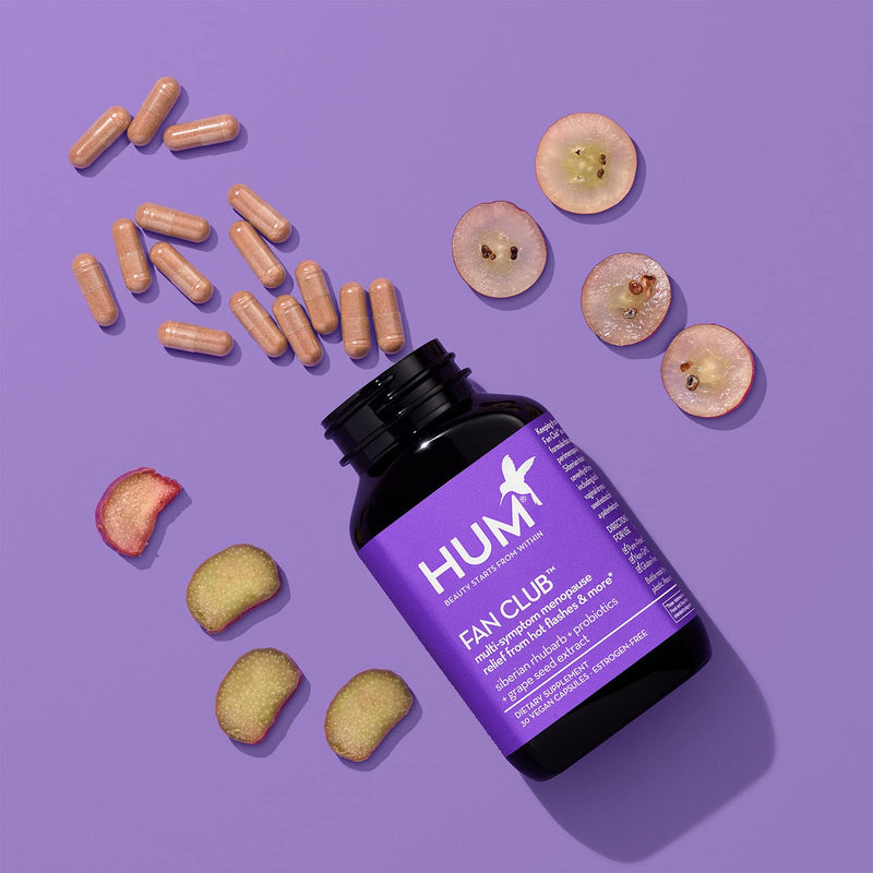 [Australia] - HUM Fan Club - Menopause Relief Supplement & Mood Probiotic with Siberian Rhubarb - May Provide Hot Flash Relief & Menopause Support for Women (30 Vegan Capsules, 30 Days) 