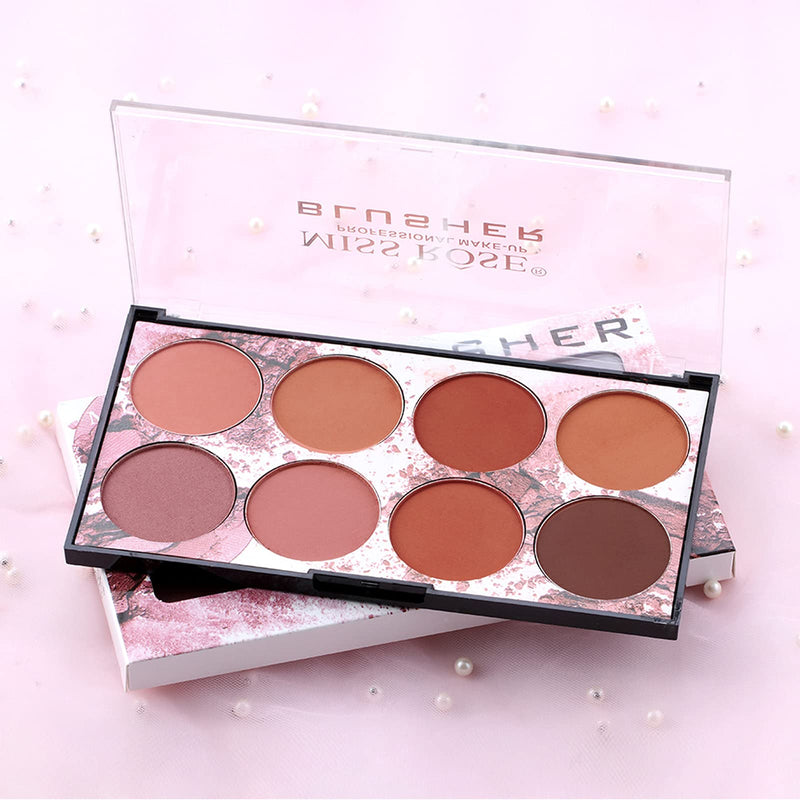 [Australia] - NewBang 8 Colors Blush Palette, Matte Mineral Blush Powder Bright Shimmer Face Blush,Contour and Highlight Blush Palette,Professional Facial Beauty Cosmetic Makeup Blush 