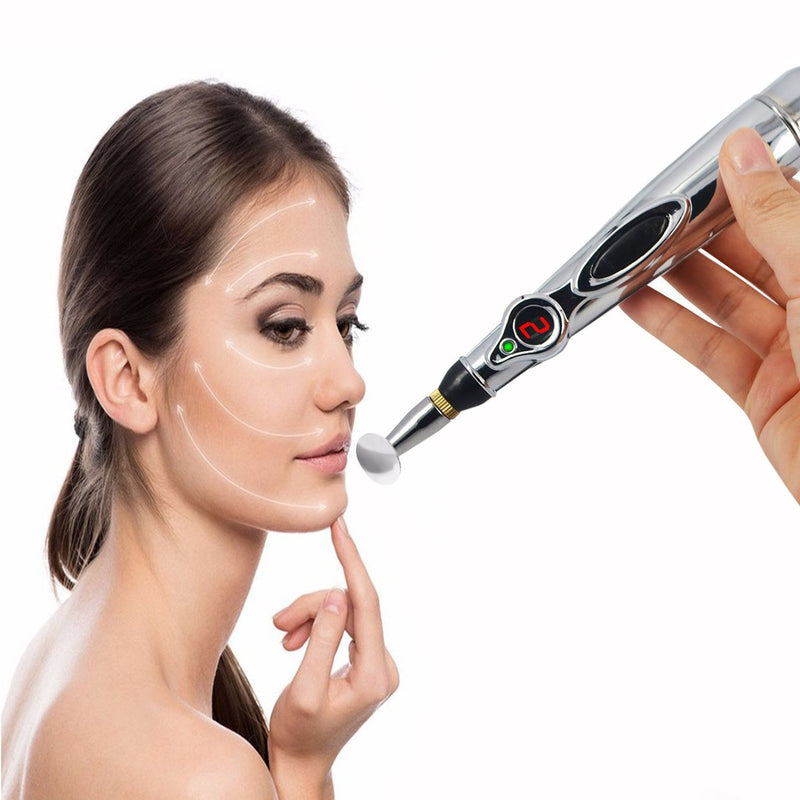 [Australia] - OFKPO Acupuncture Pen Meridian Pain Relief Massager Body Massage, Electronic Meridian Acupuncture Massager Pen (Silver) 