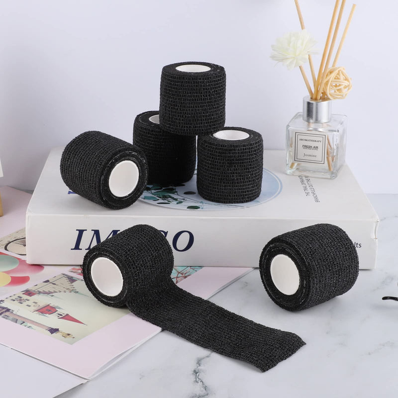 [Australia] - 6 Rolls Self Adherent Cohesive Bandages, 5 cm x 4.5 m Non-Woven Coban Cohesive Wrap Uses Include Wrist & Finger Tape Vet Tape Medical Tape, Black 