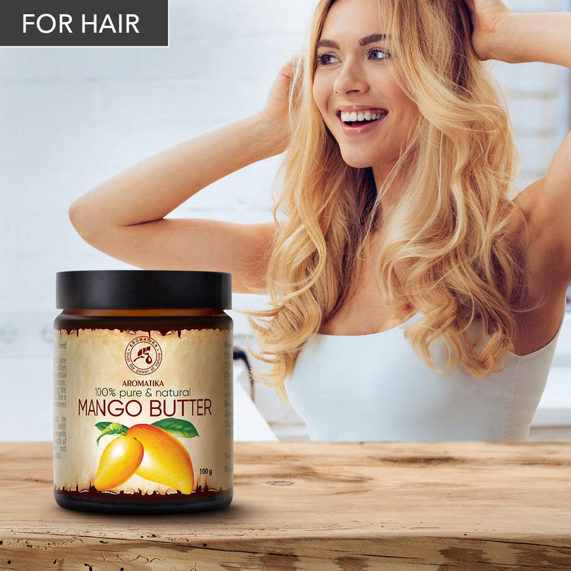 [Australia] - Mango Butter Refined 100g - Mangifera Indica Seed Butter - Indonesia - 100% Pure & Natural - Glass Bottle - for Beauty - Massage - Wellness - Cosmetics - Body Mango Butter 