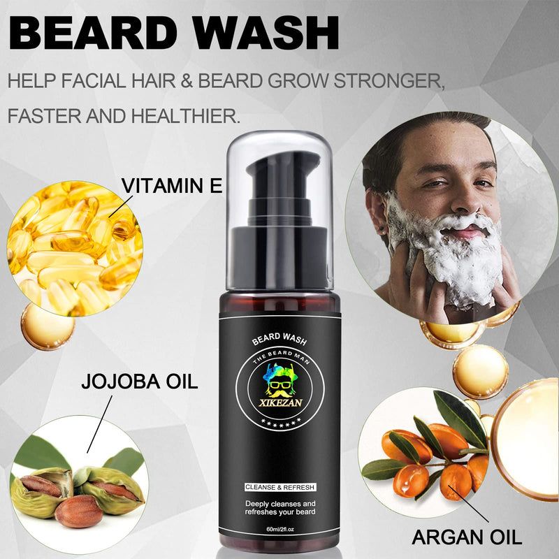 [Australia] - Beard Growth Kit,w/Beard Roller,Beard Growth Oil,Beard Balm,Beard Growth Serum,Comb,Brush,Scissor,Bag,EBook,Beard Care Grooming Kit Christmas Tech Gifts Stocking Fillers Gifts for Men Him Husband Dad 