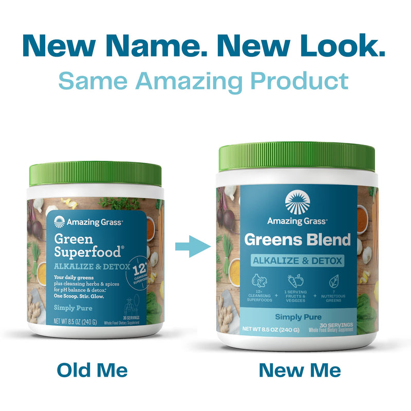 [Australia] - Amazing Grass Greens Blend Alkalize & Detox: Smoothie Mix, Cleanse with Super Greens Powder, Beet Root Powder, Digestive Enzymes, Prebiotics & Probiotics, 30 Servings (Packaging May Vary) 30 Servings (Pack of 1) 