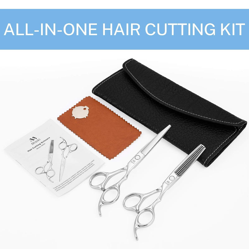 [Australia] - Misiki Hairdressing Scissor Professional Hair Cutting Teeth Shears Kit Stainless Steel Haircut Scissors Thinning/Texturizing Hair Styling Scissors for Salon Barber, Men, Women, Children and Adult 