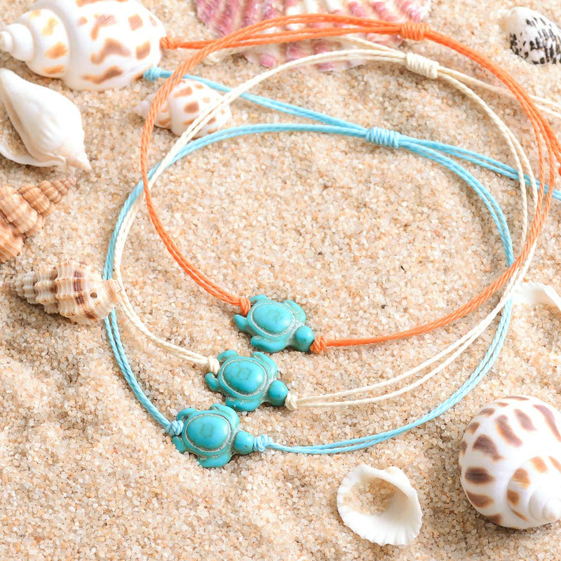 [Australia] - Jeka 8Pcs Waterproof Sea Turtle Anklets for Women Men Rope Friendship Handmade Adjustable Boho Beach Jewelry Gifts 8Pcs Waterproof Turtle Anklets 