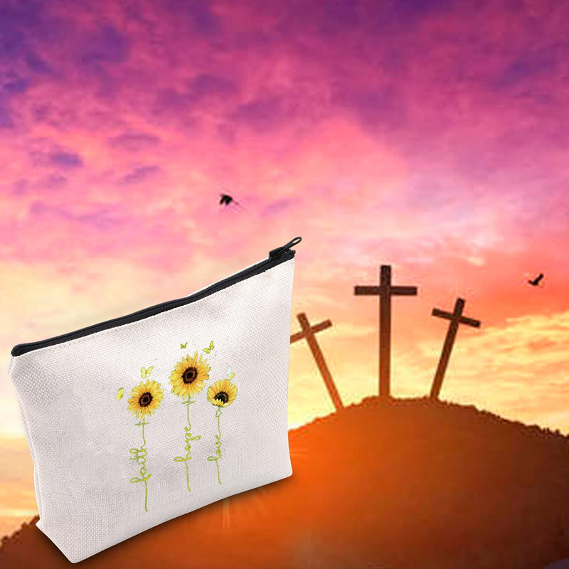 [Australia] - LEVLO Christian Cosmetic Make up Bag Christian Gifts Faith Hope Love Makeup Zipper Pouch Bag Religious Gift For Women Girls (Faith Hope Love) 