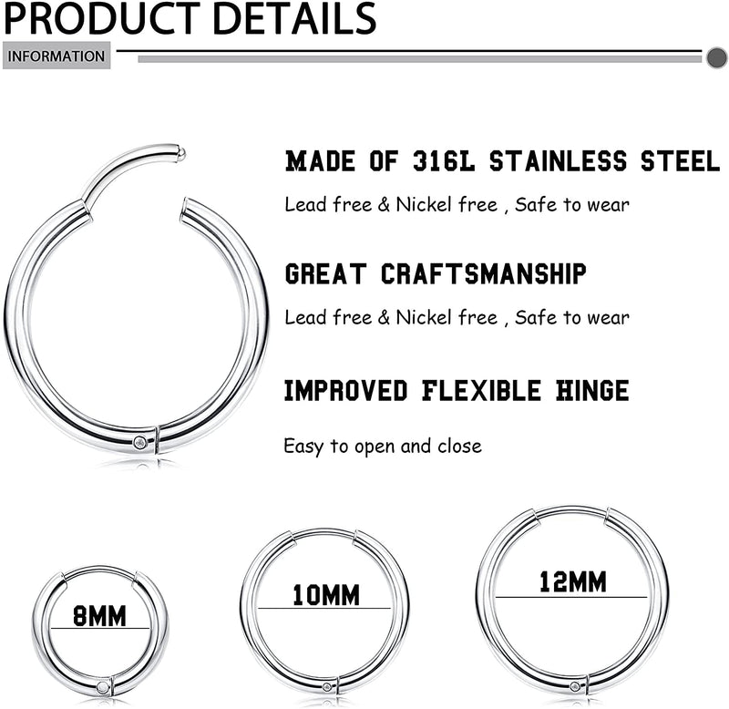 [Australia] - MILACOLATO 11 Pairs Helix Cartilage Tragus Stud Earring Hoops for Women Stainless Steel CZ Screwback Earrings Small Barbell Flat Back Earrings Piercing Set Silver Tone 