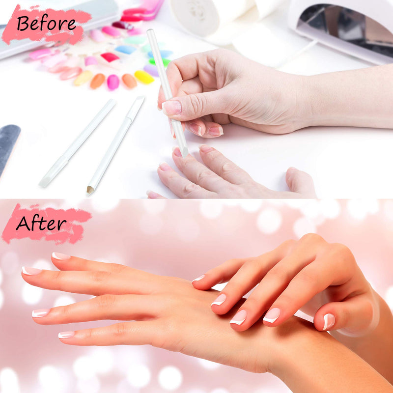 [Australia] - Nail Whitening Pencil 2-in-1 White Nail Pencil DIY Nail Art Manicure with Cuticle Pusher 
