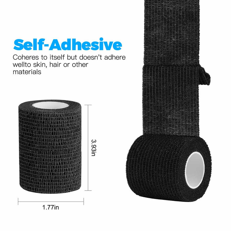 [Australia] - Bandage Wrap Self Adhesive Bandage Wrap Breathable Cohesive Bandage Wrap Rolls Athletic Elastic Self Adherent Wrap for Sports Injury ,Wrist, Ankle Sprains (Black, 4 Inch (Pack of 8)) Black 4 Inch (Pack of 8) 