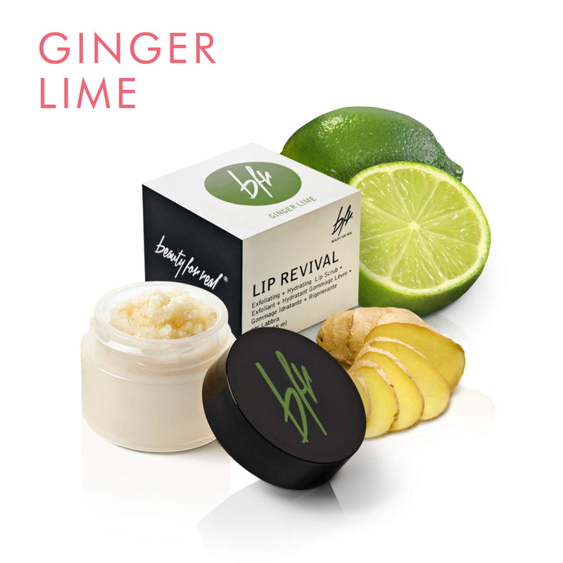 [Australia] - Beauty For Real Lip Revival, Ginger Lime - Exfoliating & Hydrating Sugar Lip Scrub - For Dry, Chapped or Lipstick-Stained Lips - With Essential Oils - Organic, Vegan - 0.15 oz 1 Count 