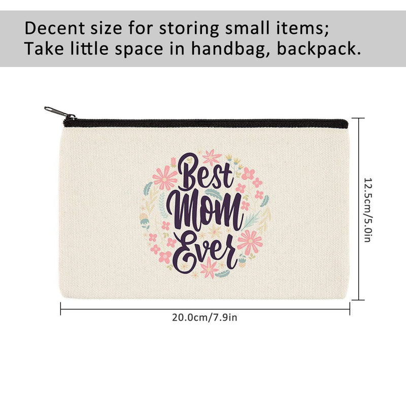 [Australia] - PARBEE 12 Set Mom Makeup Cosmetic Bag Canvas Zipper Pouches Toiletry Case for Mother's Day Gifts Women Birthday Best Mom Ever Mama Bear 