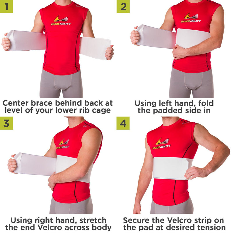 [Australia] - BraceAbility Rib Injury Binder Belt | Men's Rib Cage Protector Wrap for Sore or Bruised Ribs Support, Sternum Injuries, Pulled Muscle Pain and Strain Treatment (Male - Fits 34”-60” Chest) Universal Male 