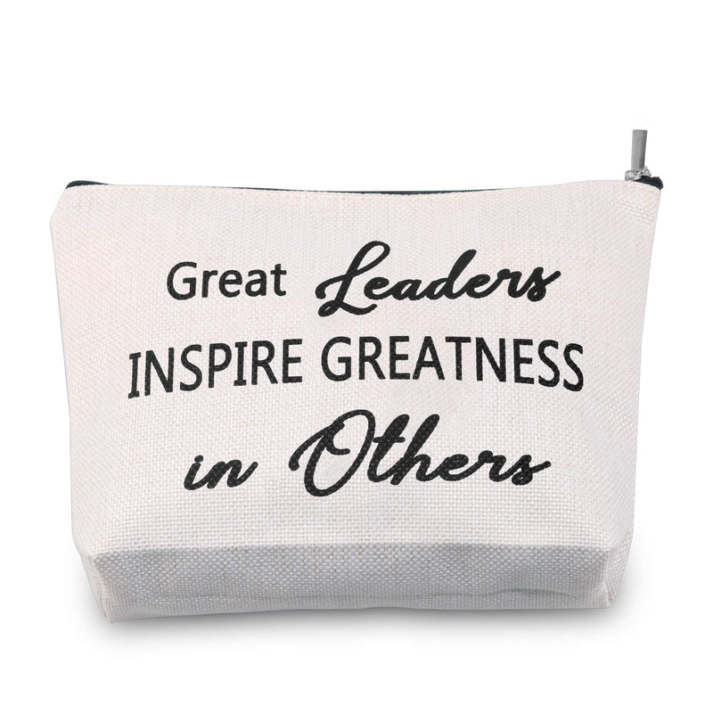 [Australia] - TSOTMO Boss Gift Boss Appreciation Gifts Colleague Leaving Retirement Great Leaders Inspire Greatness in Others Makeup Bag Women Cosmetic Bags Travel Pouches Toiletry Bag Cases (Great Leaders) 