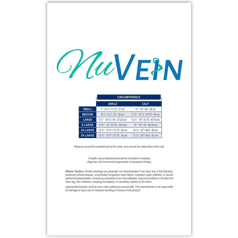 [Australia] - NuVein Sheer Compression Stockings, 15-20 mmHg Support, Women's Medium Denier Nylons, Knee High, Closed Toe, Beige, 3X-Large 3X-Large (1 Pair) 