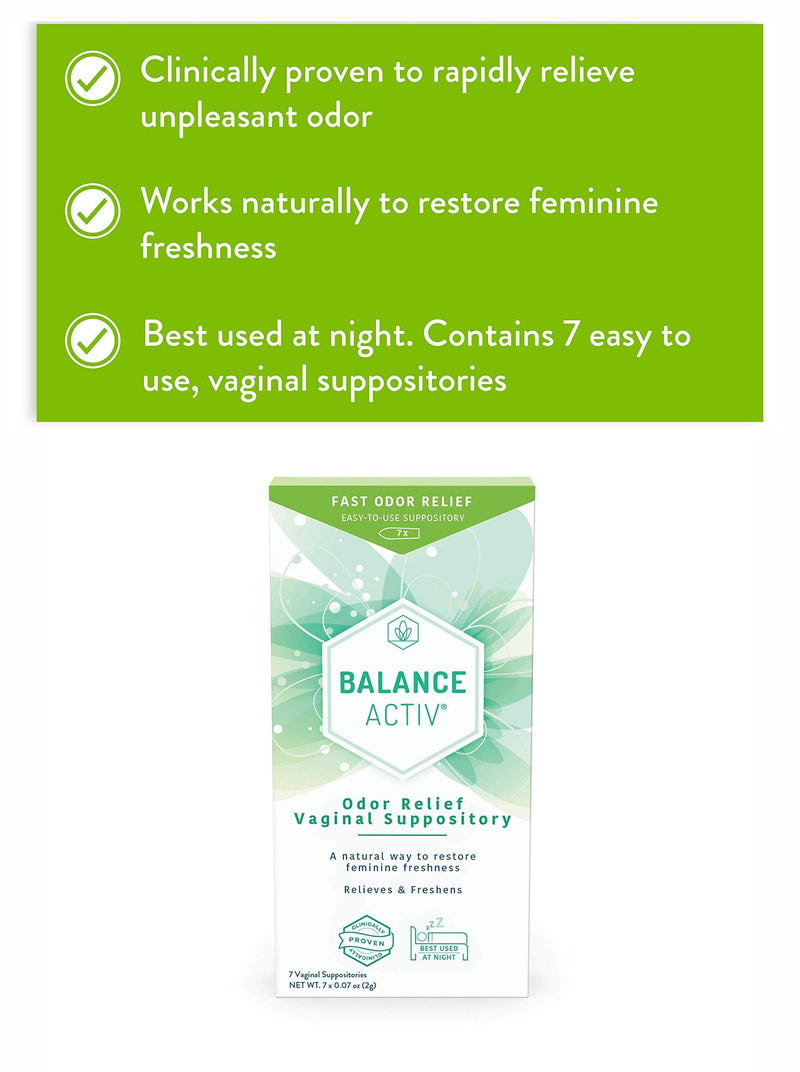 [Australia] - Balance Activ | Odor Relief Vaginal Suppository for Women | Works Naturally to Rapidly Relieve Unpleasant Odor and Restore Feminine Freshness 7 Count (Pack of 1) 