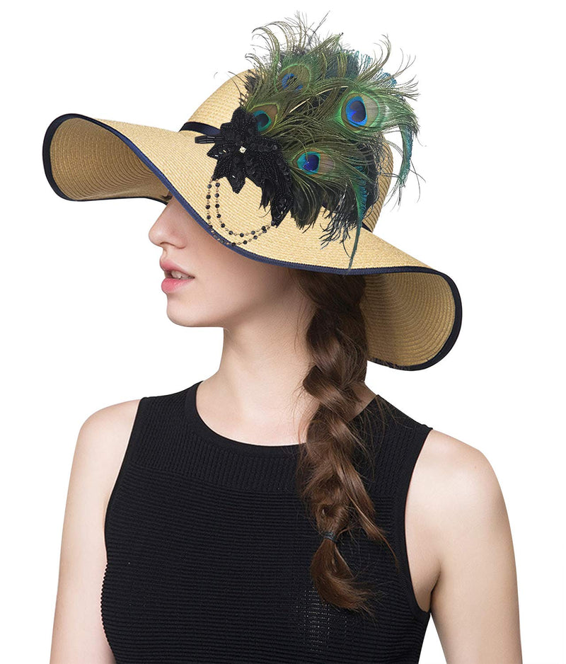 [Australia] - Z&X Peacock Feather Fascinator Hair Clip Headband 1920s Costume Flapper Headpiece C- Green 