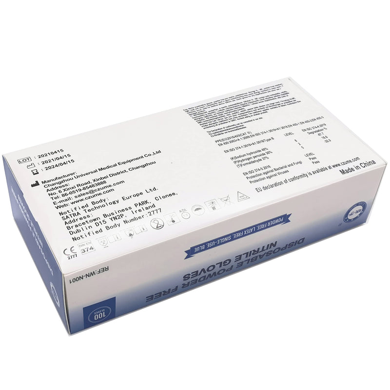 [Australia] - Nitrile Gloves Disposable Powder Free Premium Blue | Medical, tattoo parlours, food handling, cosmetics, industrial, general health & safety etc XL (Pack of 100) 