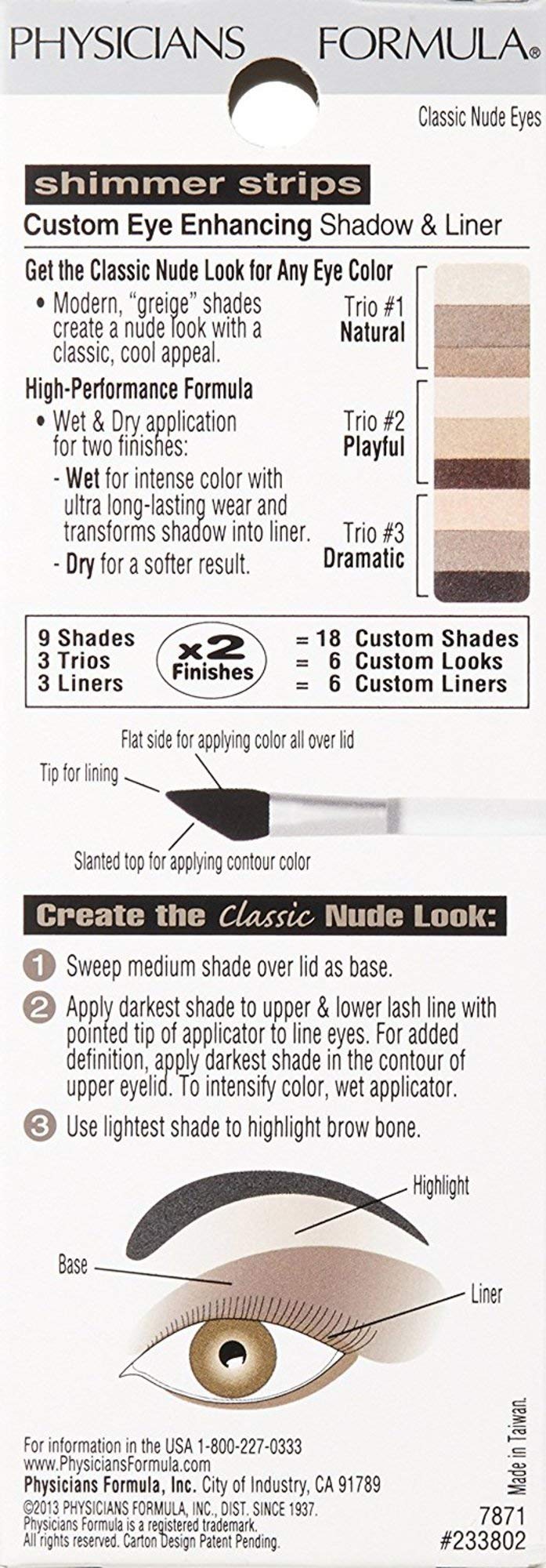 [Australia] - Physicians Formula Shimmer Strips Custom Eye Enhancing Shadow & Liner, Nude Collection, Classic Nude Eyes, 0.26 Ounce 