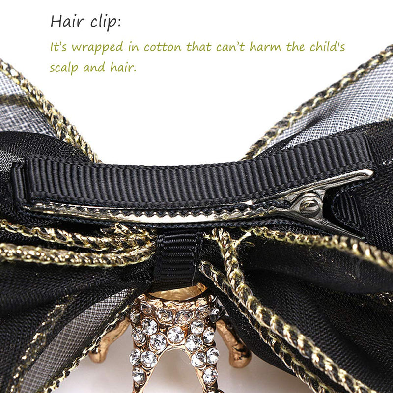 [Australia] - HABILY Black and Gold Chunky Bubblegum Necklace Fashion Beads and Hairpin with Gift Box for Baby Girls 