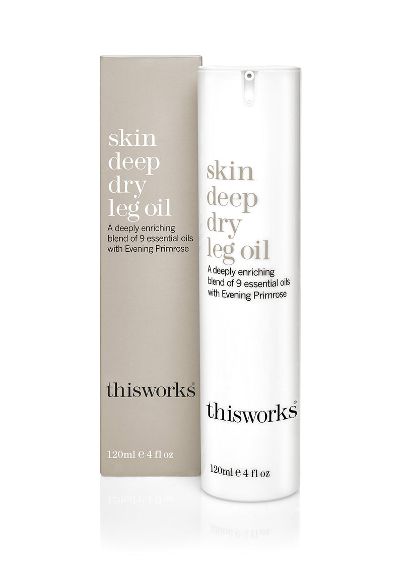 [Australia] - thisworks skin deep dry leg oil: Deeply Enriching Blend of 9 Essential Oils for Shiny, Soft Skin, 120ml | 4 fl oz 