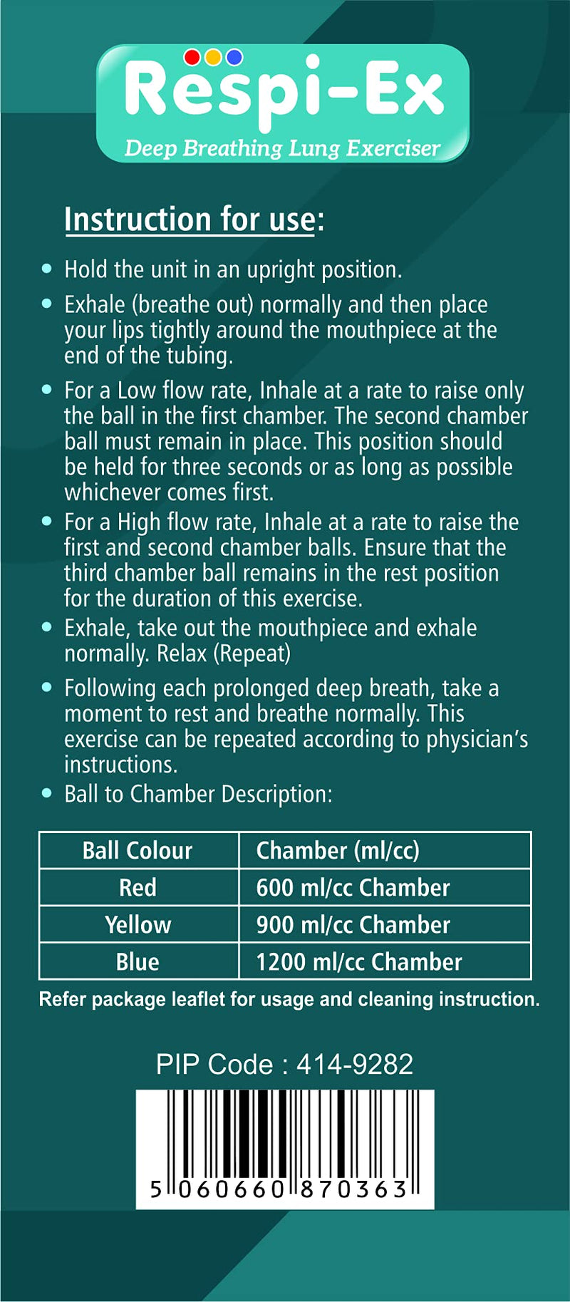 [Australia] - Respi-Ex Deep Breathing Lung Exerciser | Washable & Hygienic | Breath Measurement System | Lung Exerciser | 3 Ball Incentive Spirometer 