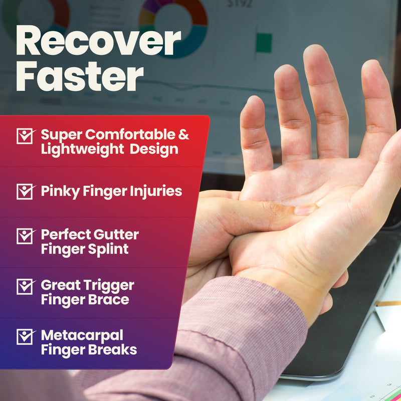 [Australia] - Metacarpal Finger Splint Hand Brace – Hand Brace & Metacarpal Support for Broken Fingers, Wrist & Hand Injuries or Little Finger Fracture (Left - Large) Left - Large 