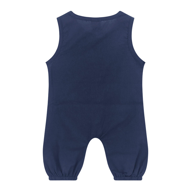 [Australia] - Symunnia Toddler Baby Boy Romper Summer Sleeveless Tank Button Jumpsuit Solid Bodysuit Blue 9 Months 