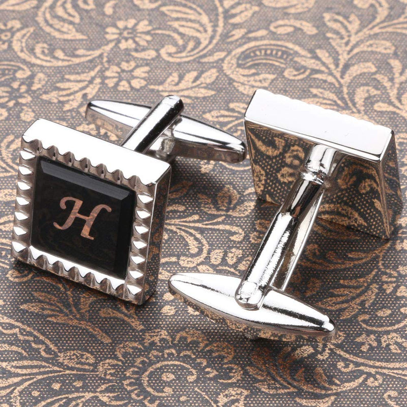 [Australia] - HHGEE XING Mens Cufflinks Classic Shirt Business Wedding Initials Alphabet with Gift Box A-Z H 