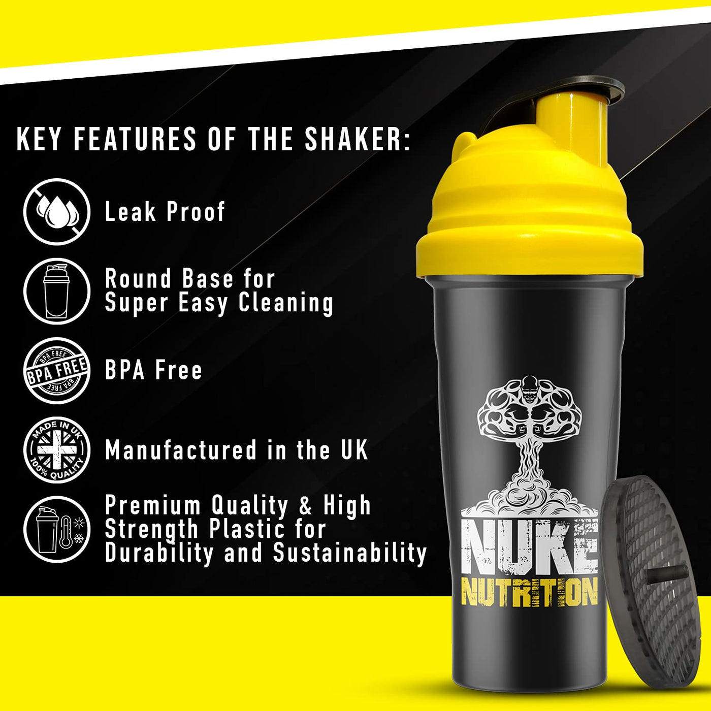 Nuke Nutrition Protein Gym Bottle Shaker 700ml Premium Quality - Dishw –  World Of Health Fitness & Wellbeing