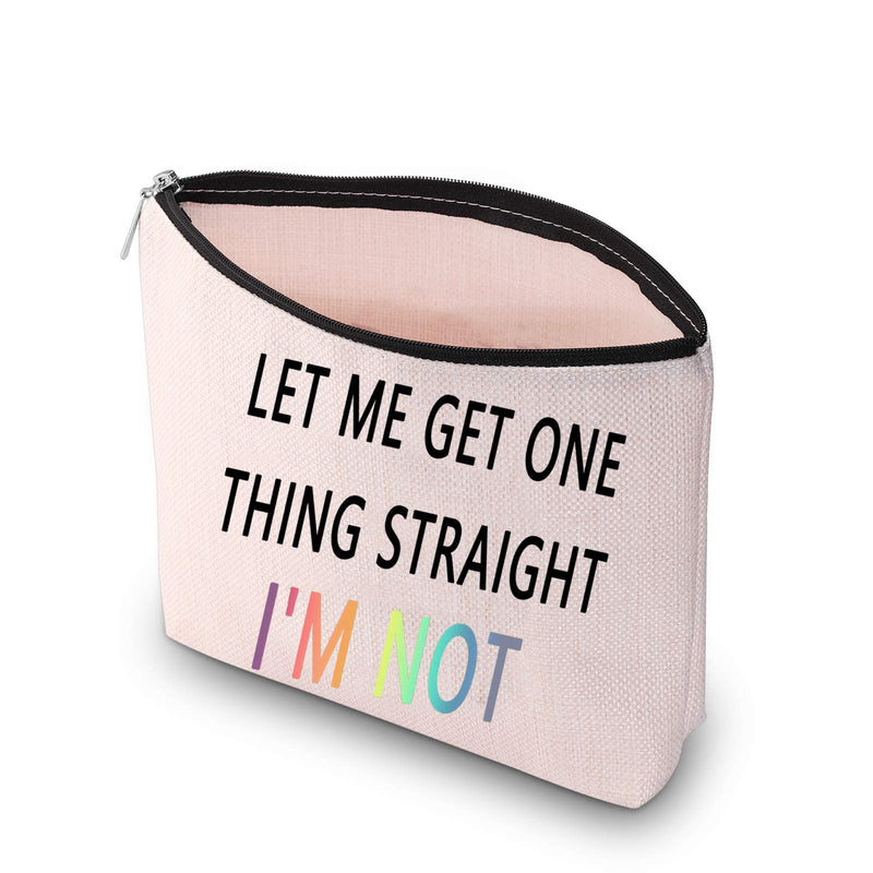 [Australia] - JXGZSO LGBT Make Up Bag Let Me Get One Thing Straight I'm Not Rainbow Cosmetic Bag Equality Gift Gay Pride Gift (One Thing Straight white) One Thing Straight white 