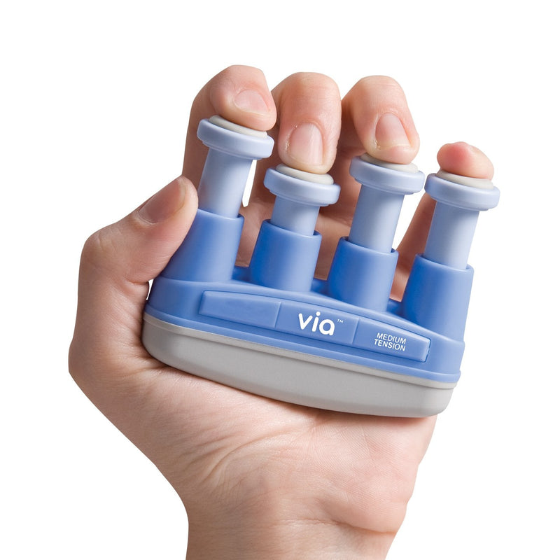 [Australia] - PROHANDS VIA Hand Exerciser, Finger Exerciser (Hand Grip Strengthener), Spring-Loaded, Finger-Piston System, Isolate and Exercise Each Finger 6 lb (Medium Tension) Blue - Via 